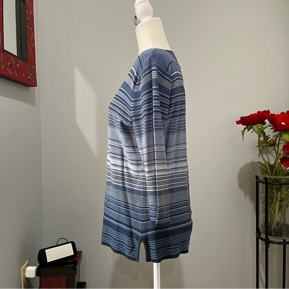 NEW Finity Naturals Silk Striped Multi Tri-Tone Sweater Cardigan Cami Twinset L - Picture 6 of 16